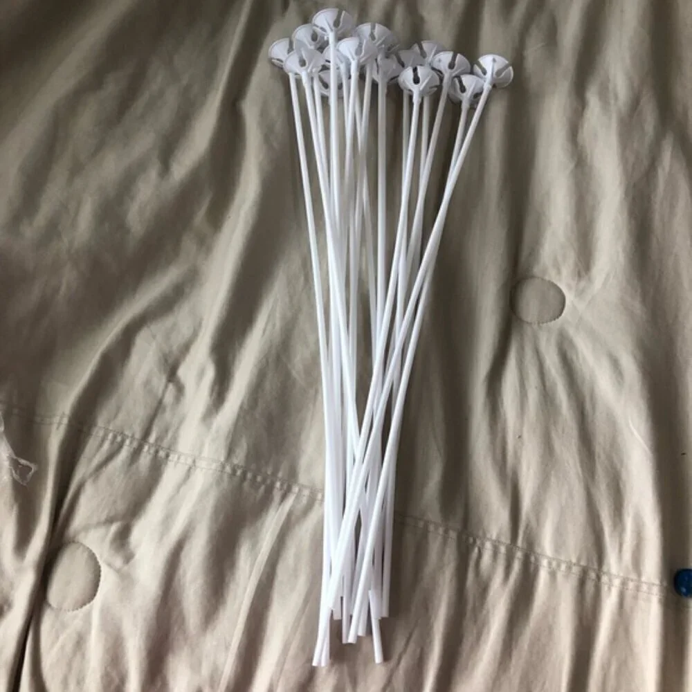 17 White Balloon Sticks for Parties